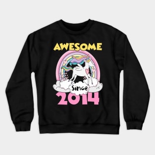 Cute Awesome Unicorn 2014 Funny Gift Pink Crewneck Sweatshirt